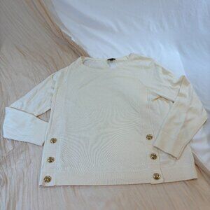 Talbots Womens Ivory Cream Knit Long Sleeve Sweater Size L